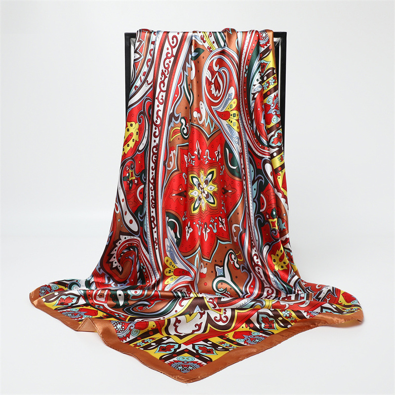 Face Scarf Mask - 90cm Fashion Printed Big Square Scarf