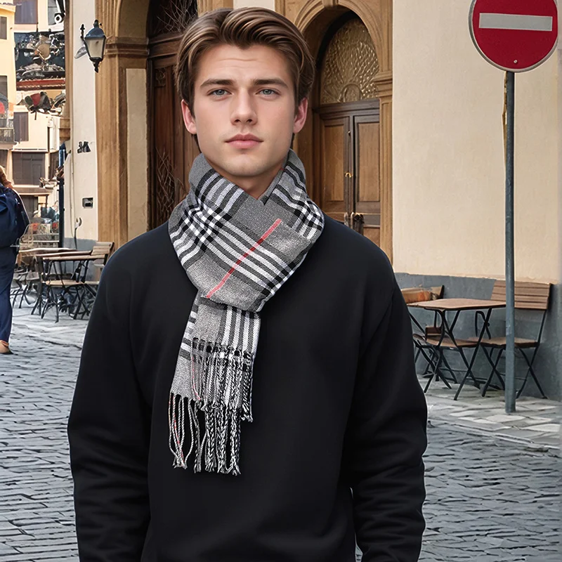 New Design Plaid Cashmere Scar - Muffler Men Wool recension och pris