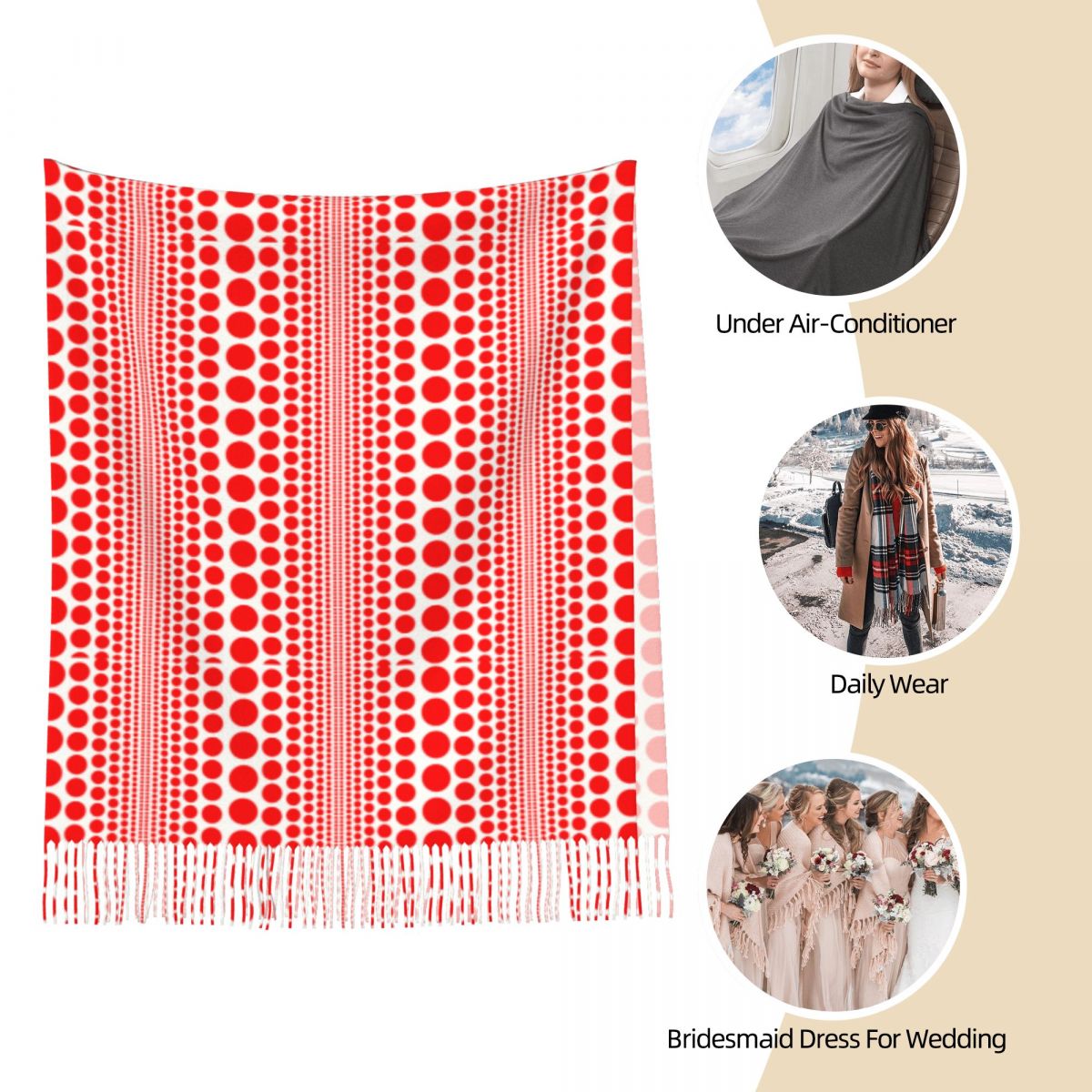 Red Infinity Polka Dots Scarf  - Infinity Scarf Knit recension och pris